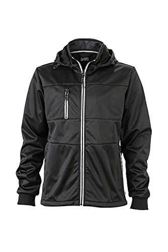 JAMES & NICHOLSON Junge Softshell Jacke mit modischen Details (M, black/black/white) von James & Nicholson