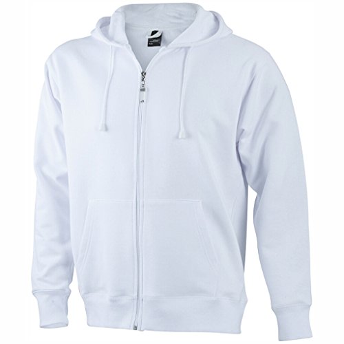 JAMES & NICHOLSON Kapuzen-Jacke aus formbeständiger Sweat-Qualität (3XL, white) von James & Nicholson