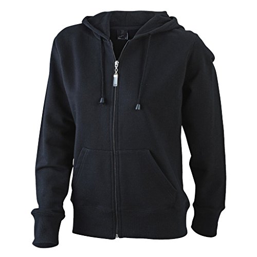 JAMES & NICHOLSON Kapuzen-Jacke aus formbeständiger Sweat-Qualität (M, black) von James & Nicholson