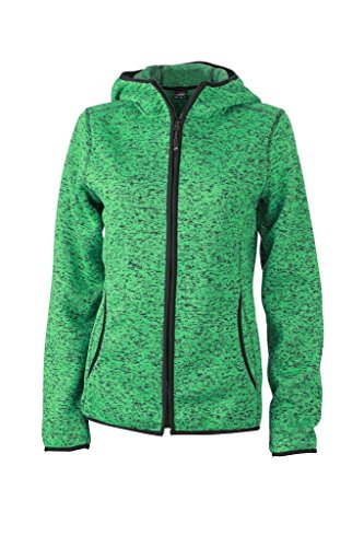 JAMES & NICHOLSON Kapuzenjacke aus Strickfleece in Melangeoptik (M, green-melange/black) von James & Nicholson