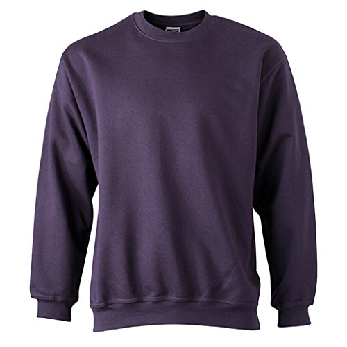 JAMES & NICHOLSON Klassisches Komfort Rundhals-Sweatshirt (3XL, aubergine) von James & Nicholson