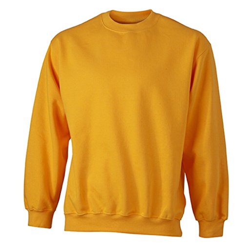 JAMES & NICHOLSON Klassisches Komfort Rundhals-Sweatshirt (5XL, gold-yellow) von James & Nicholson