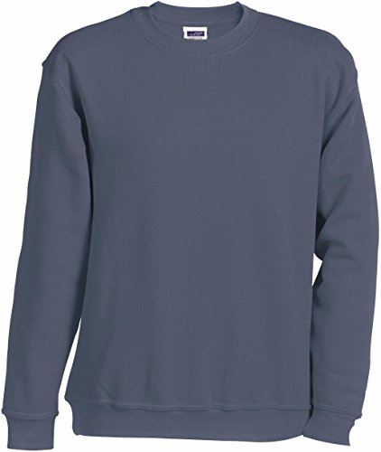 JAMES & NICHOLSON Klassisches Komfort Rundhals-Sweatshirt (L, carbon) von James & Nicholson