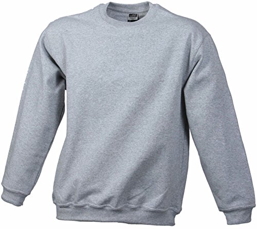 JAMES & NICHOLSON Klassisches Komfort Rundhals-Sweatshirt (L, grey-heather) von James & Nicholson