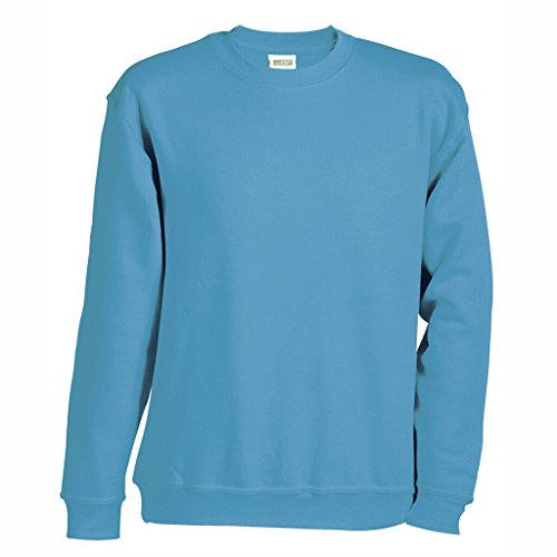 JAMES & NICHOLSON Klassisches Komfort Rundhals-Sweatshirt (M, sky-blue) von James & Nicholson