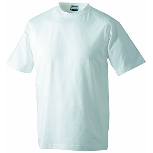 JAMES & NICHOLSON Komfort-T-Shirt aus strapazierfähigem Single-Jersey (5XL, white) von James & Nicholson