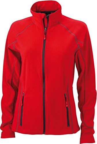 JAMES & NICHOLSON Leichte Outdoor-Fleecejacke (L, red/carbon) von James & Nicholson