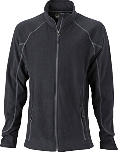 JAMES & NICHOLSON Leichte Outdoor-Fleecejacke (XXL, black/carbon) von James & Nicholson