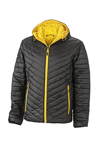 JAMES & NICHOLSON Leichte Wendejacke mit DuPont™ Sorona® Wattierung (M, black/yellow) von James & Nicholson