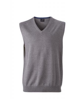 JAMES & NICHOLSON Men V-Neck Pullunder Baumwoll Pullunder Herren, Größe:XXL;Farbe:grey-heather von James & Nicholson