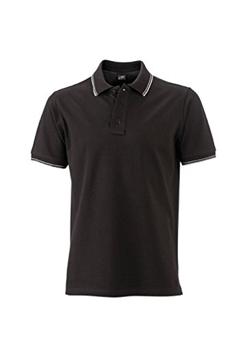 JAMES & NICHOLSON Polo in elastischer Piqué-Qualität (3XL, black/white) von James & Nicholson