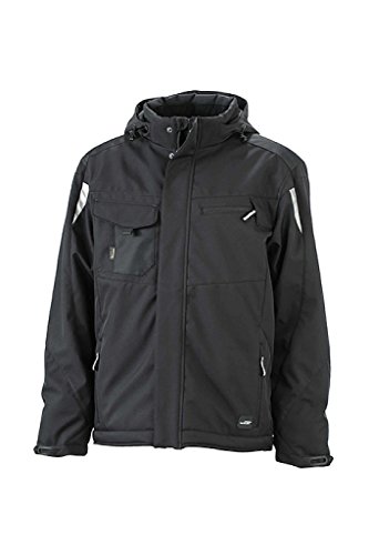 JAMES & NICHOLSON Professionelle Softshelljacke mit warmem Innenfutter (L, black/black) von James & Nicholson