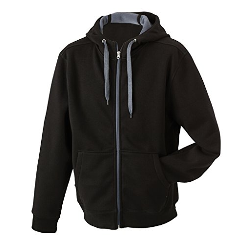 JAMES & NICHOLSON Sportive Bondingjacke mit Kapuze (M, black/carbon) von James & Nicholson