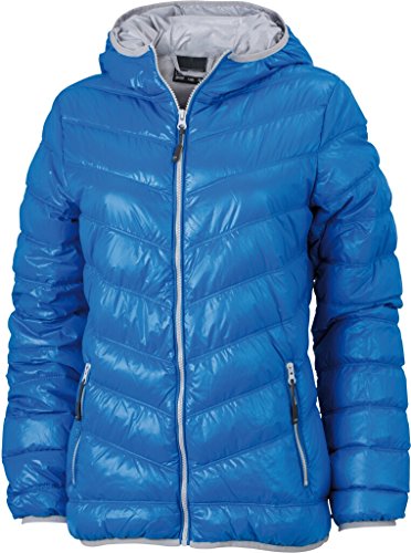 JAMES & NICHOLSON Ultraleichte Daunenjacke mit Kapuze in sportlichem Style S,Blau/Silber von James & Nicholson