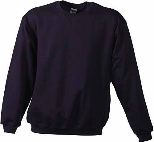 JN-0.40 James+Nicholson Herren Sweatshirt (auch in Übergrößen - bis Größe 5XL), Aubergine , Gr. 3XL 3XL,Aubergine von James & Nicholson