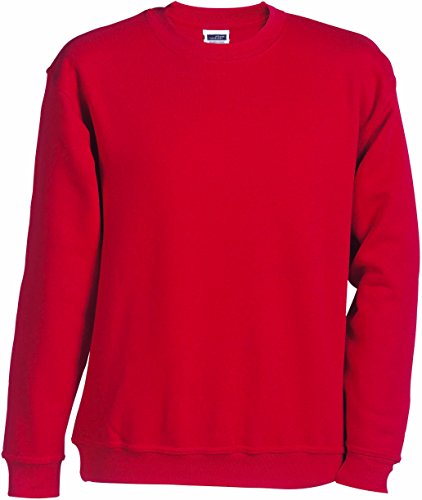 JN-0.40 James+Nicholson Herren Sweatshirt (auch in Übergrößen - bis Größe 5XL), Red , Gr. L L,Red von James & Nicholson