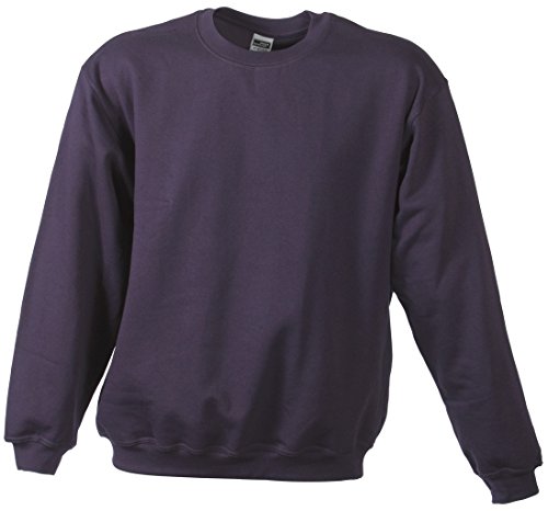 JN040 Round Sweat Heavy Sweatshirt Rundhals Pullover Übergröße, Farbe:Aubergine;Größen:3XL von James & Nicholson