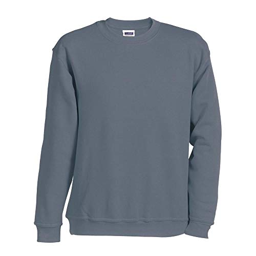 JN040 Round Sweat Heavy Sweatshirt Rundhals Pullover Übergröße, Farbe:Carbon;Größen:5XL von James & Nicholson