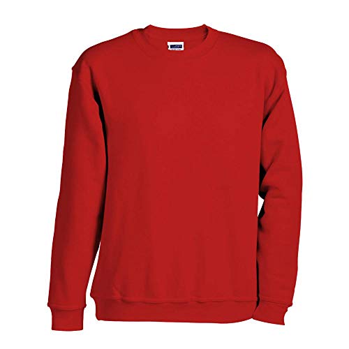 JN040 Round Sweat Heavy Sweatshirt Rundhals Pullover Übergröße, Farbe:RED;Größen:M von James & Nicholson