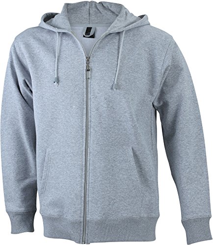 JN042-1 Men´s Hooded Jacke Sweatjacke Kapuze Sweatshirt, Farbe:grey heather;Herrengrößen:3XL XXXL,Grey Heather von James & Nicholson
