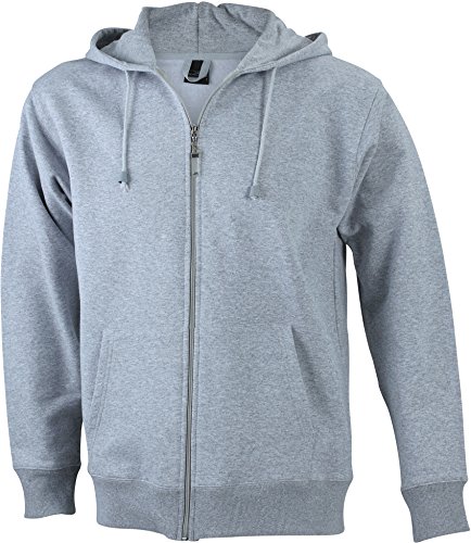 JN042 Men´s Hooded Jacke Sweatjacke Kapuze Sweatshirt, Farbe:Grey Heather;Herrengrößen:L von James & Nicholson