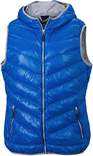 JN1061 Ladies Bodywarmer Daunenweste Weste Damenweste , Größe:L, Farbe:Blue-Silver (Solid) von James & Nicholson