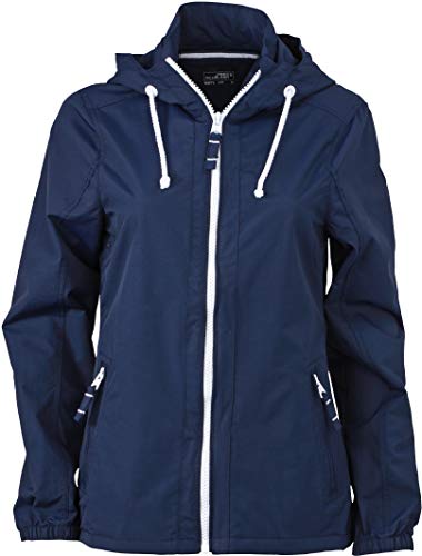 JN1073 Damen Jacke Windjacke mit Kapuze wasserabweisend , Größe:2XL;Farbe:Navy/White von James & Nicholson