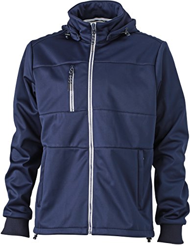 JN1078 Men's Maritime Jacket Junge Softshell Jacke mit modischen Details 3XL,Navy-Navy-White von James & Nicholson