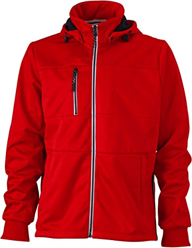 JN1078 Men's Maritime Jacket Junge Softshell Jacke mit modischen Details L,Red-Navy-White von James & Nicholson