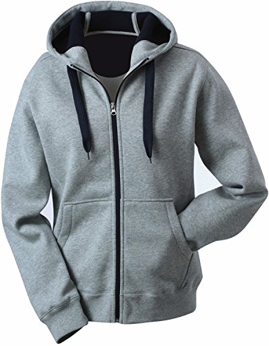 JN354-1 Ladies´ Doubleface Jacke Sweatjacke Kapuze Sweatshirt L,Sports Grey (Heather)-Navy von James & Nicholson