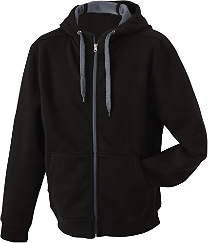 JN354-1 Ladies´ Doubleface Jacke Sweatjacke Kapuze Sweatshirt M,black-carbon von James & Nicholson