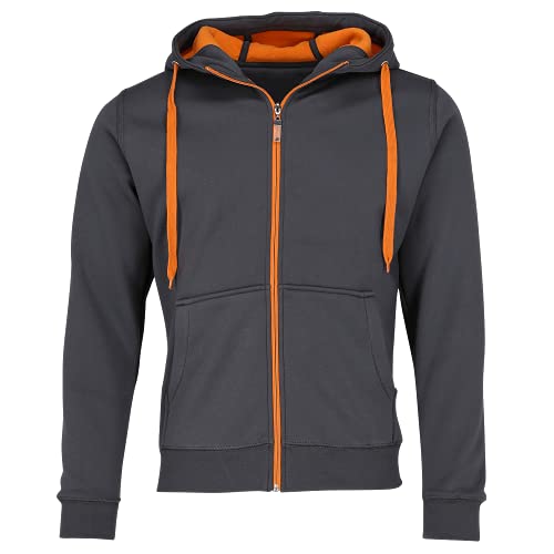 JN355 Men´s Doubleface Jacke Sweatjacke Kapuze Sweatshirt, Farbe:Carbon-Orange;Herrengrößen:L von James & Nicholson