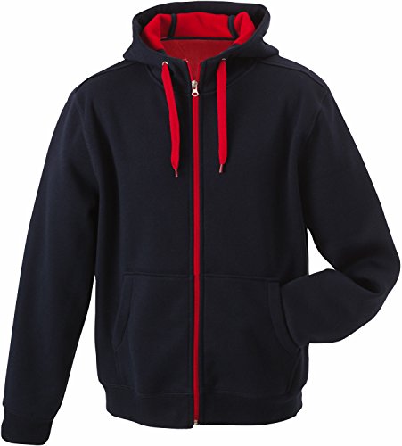 JN355 Men´s Doubleface Jacke Sweatjacke Kapuze Sweatshirt, Farbe:Navy-Red;Herrengrößen:XXL von James & Nicholson