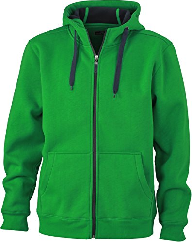JN355 Men´s Doubleface Jacke Sweatjacke Kapuze Sweatshirt, Farbe:fern green-graphite (solid);Herrengrößen:M von James & Nicholson