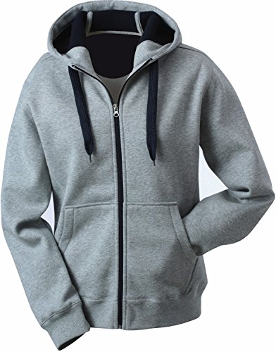 JN355 Men´s Doubleface Jacke Sweatjacke Kapuze Sweatshirt, Herrengrößen:XL, Farbe:sportsgrey-navy von James & Nicholson