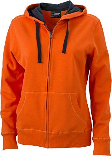 JN594 Ladies´ Hooded Jacke Sweatjacke Kapuze Sweatshirt, Größe:XL;Farbe:Dark Orange-Carbon XL,Dark Orange-Carbon von James & Nicholson