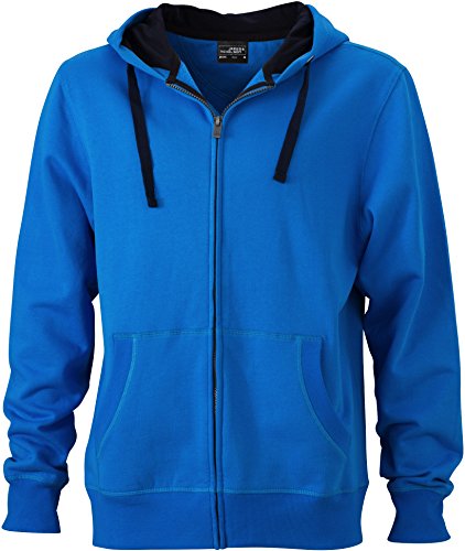 JN595 Men´s Hooded Jacke Sweatjacke Kapuze Sweatshirt, Farbe:Cobalt-Navy;Herrengrößen:M von James & Nicholson