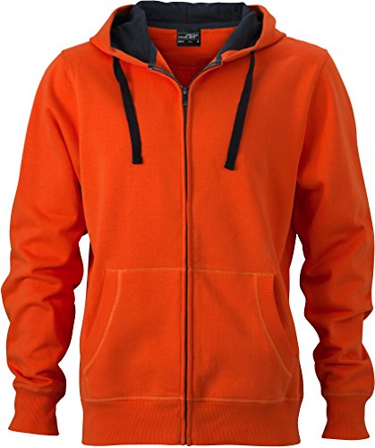 JN595 Men´s Hooded Jacke Sweatjacke Kapuze Sweatshirt, Farbe:Dark Orange-Carbon;Herrengrößen:XL von James & Nicholson