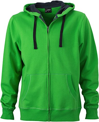 JN595 Men´s Hooded Jacke Sweatjacke Kapuze Sweatshirt, Farbe:Green-Carbon;Herrengrößen:3XL von James & Nicholson