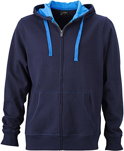 JN595 Men´s Hooded Jacke Sweatjacke Kapuze Sweatshirt, Farbe:Navy-Cobalt;Herrengrößen:XXL von James & Nicholson