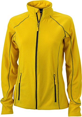 JN596 Ladies' Structure Fleece Jacket Leichte Outdoor-Fleecejacke, Größe:L;Farbe:Yellow-Carbon von James & Nicholson