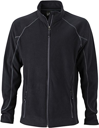 JN597 Men's Structure Fleece Jacket Leichte Outdoor-Fleecejacke, Größe:L;Farbe:Black-Carbon von James & Nicholson