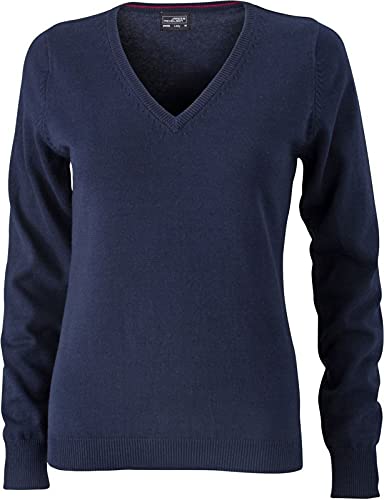 JN658 Damen Pullover V-Ausschnitt Baumwolle von James & Nicholson