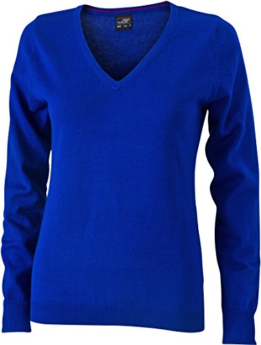 JN658 Damenpullover V-Neck Damen Pullover Baumwolle von James & Nicholson