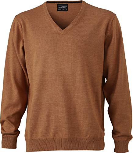 JN659 Herrenpullover V-Neck Herren Pullover Baumwolle 3XL,Camel von James & Nicholson