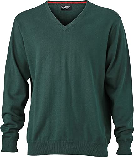 JN659 Herrenpullover V-Neck Herren Pullover Baumwolle 3XL,Forest von James & Nicholson