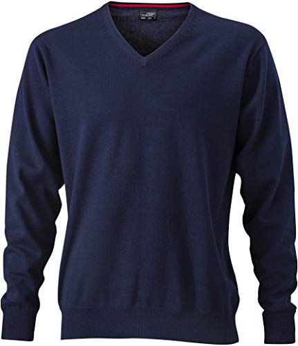 JN659 Herrenpullover V-Neck Herren Pullover Baumwolle 3XL,Navy von James & Nicholson