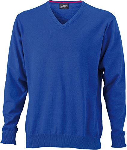 JN659 Herrenpullover V-Neck Herren Pullover Baumwolle M,Royal von James & Nicholson