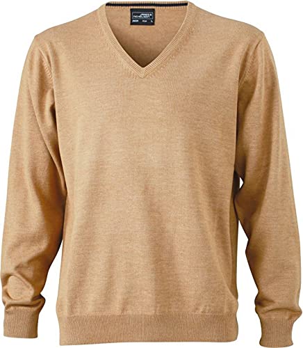 JN659 Herrenpullover V-Neck Herren Pullover Baumwolle XL,Camel von James & Nicholson