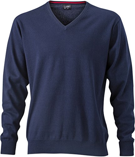 JN659 Herrenpullover V-Neck Herren Pullover Baumwolle XL,Navy von James & Nicholson